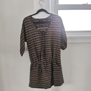 Mini dress, pattern, small, cream/black